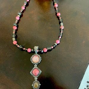 Carolyn Pollack Rhodinite Beaded Necklace